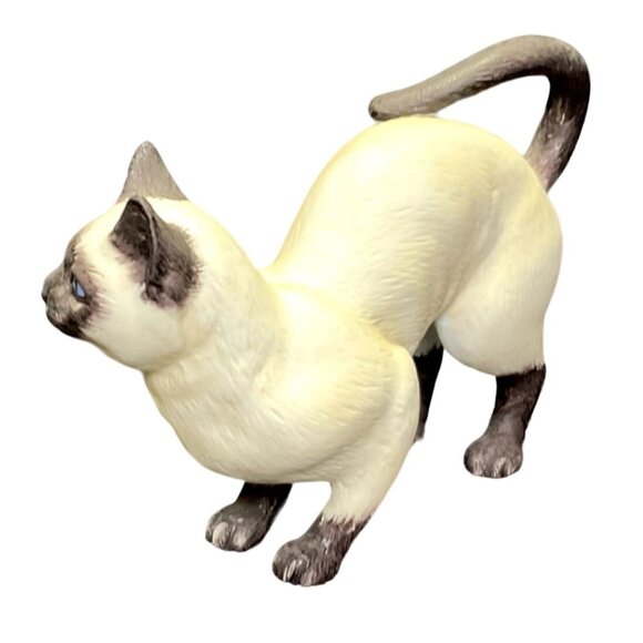 VTG SIAMESE CAT FIGURINE ANDREA BY SADEK PORCELAIN JAPAN CROUCHING BLUE EYES - Picture 3 of 6